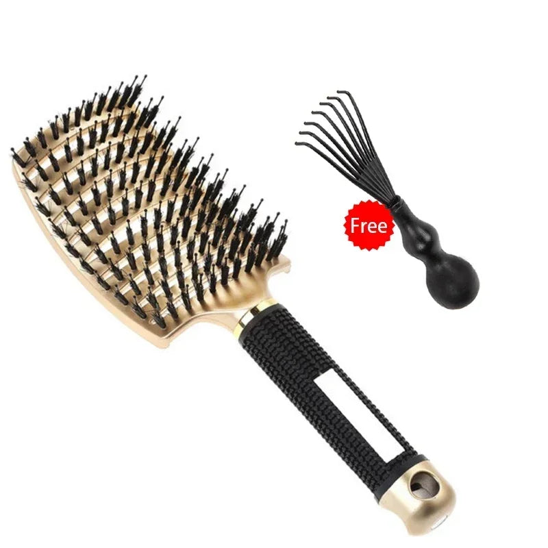Hair Brush Exfoliating Hair Brush Bristle Women's Wet Curly Hair Comb Salon Hair Styling Tool，Special for Real Hair Wigs - Curl and Collar