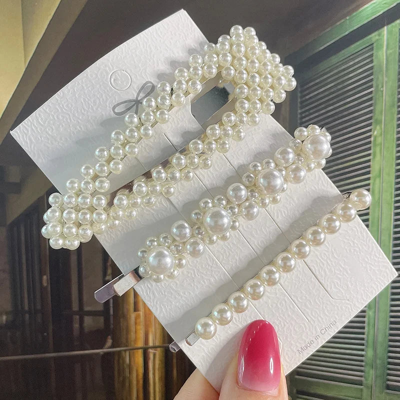 Simulated Pearl Hair Clips For Women Korean Women Hairpins Girl Geometric Hair Barrettes Fashion Hairgrip Hair Accessories