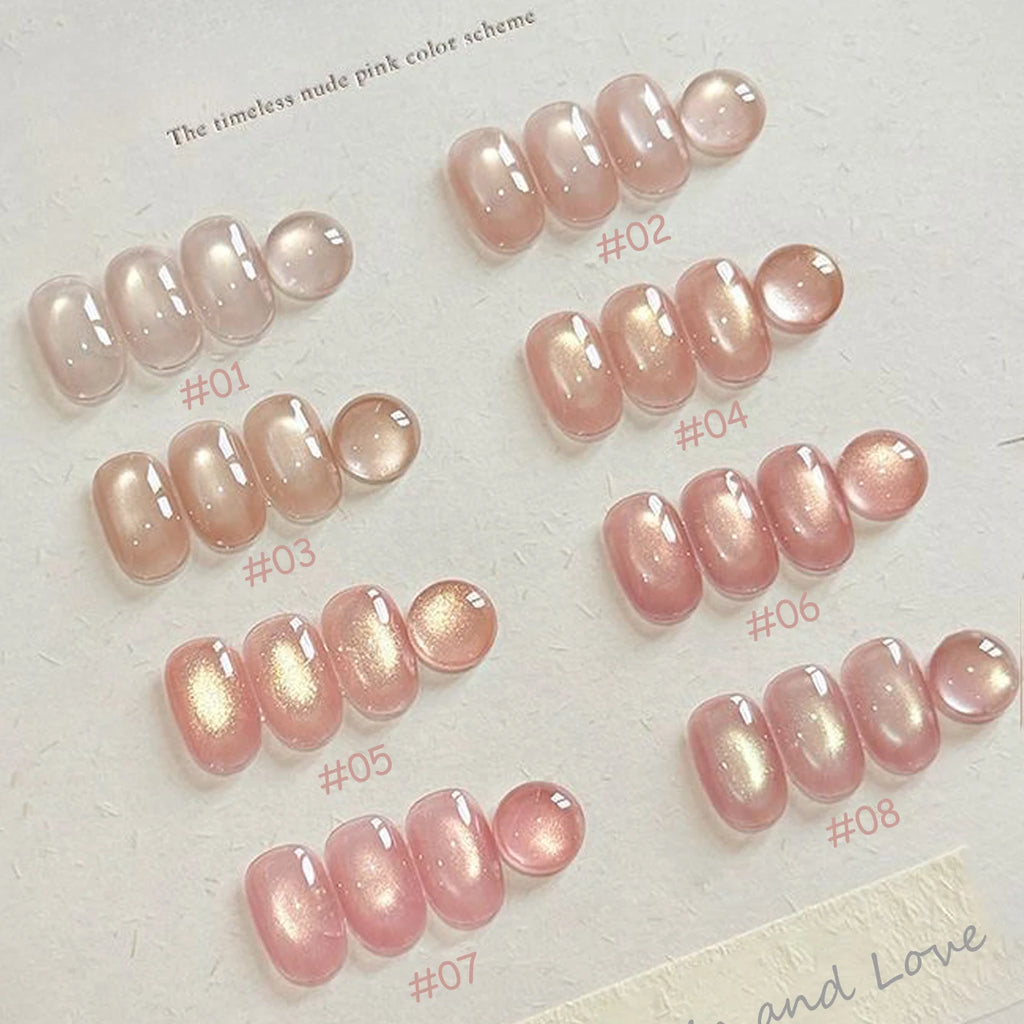 1-12pcs SHAKA Autumn Tanhua Cat Eye Pink Transparent Color Gel Nail Polish 2026 New Simple And Generous Halloween Nail Gel - Curl and Collar