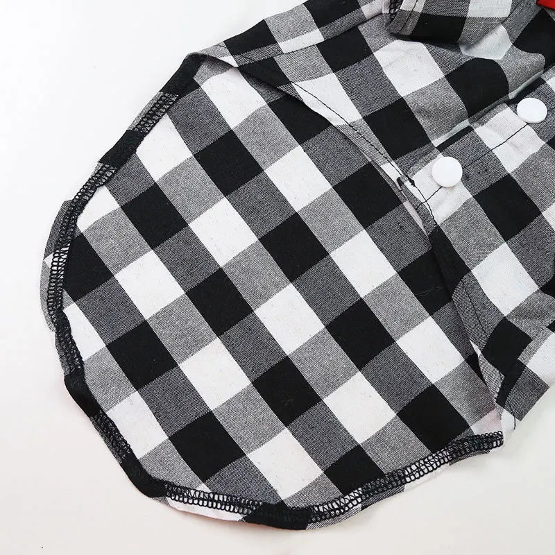 Bowtie Dog Blouse Classical Breathable Plaid T-Shirts Summer Dog Clothes for Small Dogs Puppy Large Cat Vest Chihuahua Yorkies - Curl and Collar