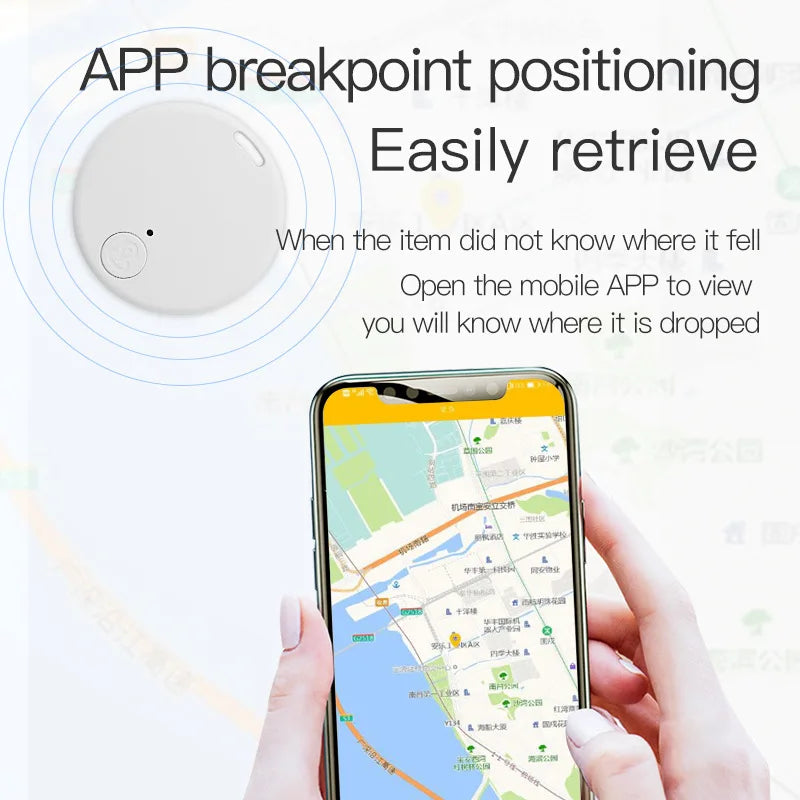 Mini Dog GPS Bluetooth 5.0 Tracker Anti-Lost Device Round Anti-Lost Device Pet Kids Bag Wallet Tracking Smart Finder Locator - Curl and Collar