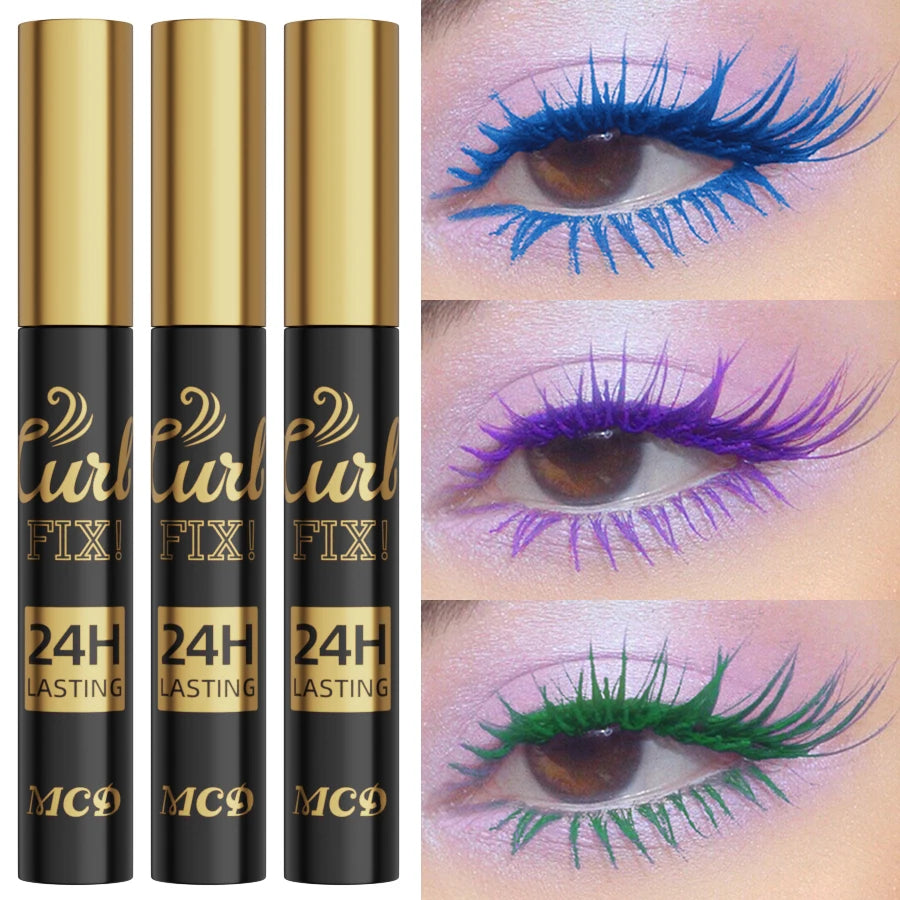3pcs Colorful 3D Eye Blue Green Purple Mascara Waterproof Lengthens Eyelashes Extension Silk Fiber Mascare Eye Makeup for Women Cosmetic Korean Makeup Gifts Eye Beauty - Curl and Collar