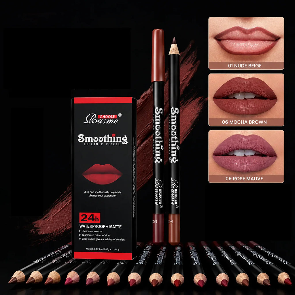 36Color Matte Lip Liner Pencil Set, Long Lasting Waterproof Smooth Lip Liners, Velvet Lip Pencils for Lips Makeup, Nude Red Brown Lip Liner Kit for Women Daily Party Cosmetics - Curl and Collar