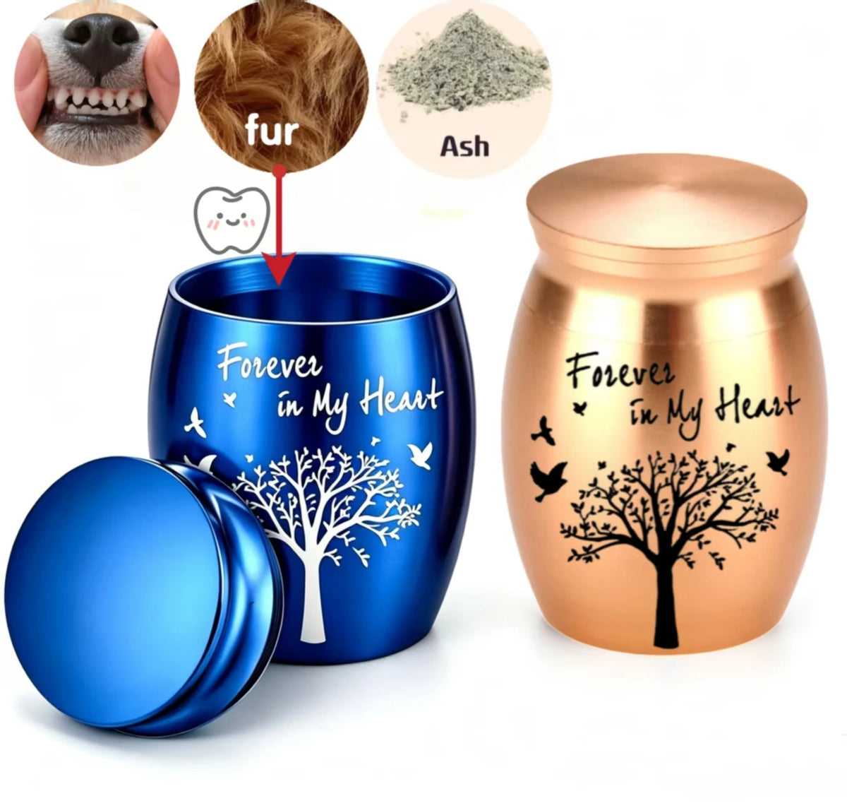 Hot Sale 7 Colors Tree of Life Design Cremation Urn Pet Memorials and Gifts Mini Made of Aluminum Alloy Urns - Curl and Collar