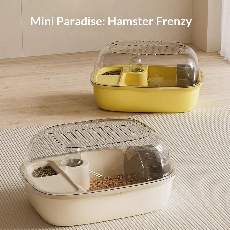 Full View Acrylic Hamster Villa Multi-Function Hamster Cage with Feeding Area Water Dispenser Hideout for Pets Gerbils Mice - Curl and Collar