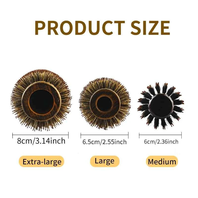 Professional Boar Bristle Round Hair Brush for Women and Men Hair Styling Comb Salon Hairdressing Hairdresser Wood Round Brush