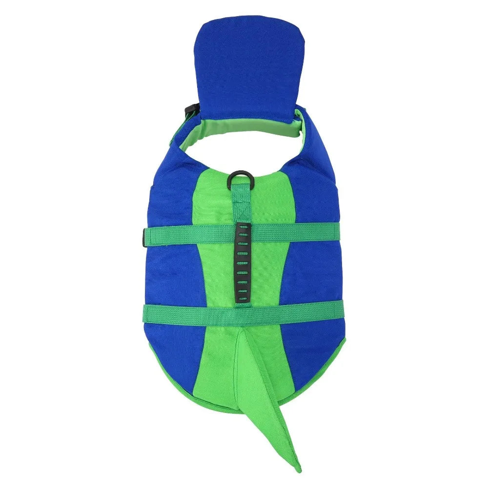 Shark Shape Dog Life Vest Superior Buoyancy High Visibility Dog Swimming Suit Adjustable Tear-resistant Safety Vests - Curl and Collar