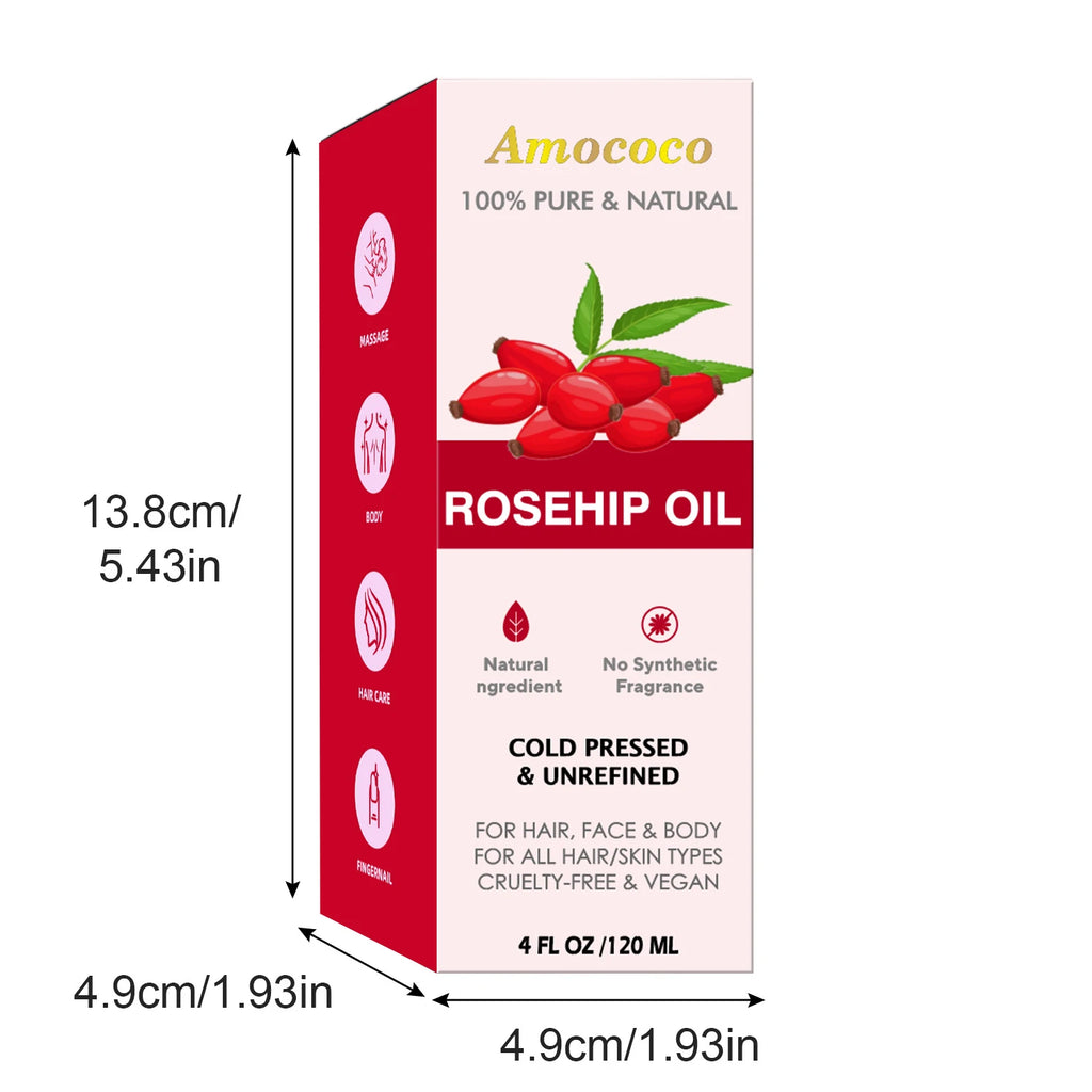 Amococo 2pcs Jojoba Oil and Rosehip Oil Natural Face Oil for Skin and Hair Cold Pressed Body Oil Moisturizing Care Lightweight Beauty Oil for All Skin Types Vegan Skin Care Oil 120ml Each - Curl and Collar