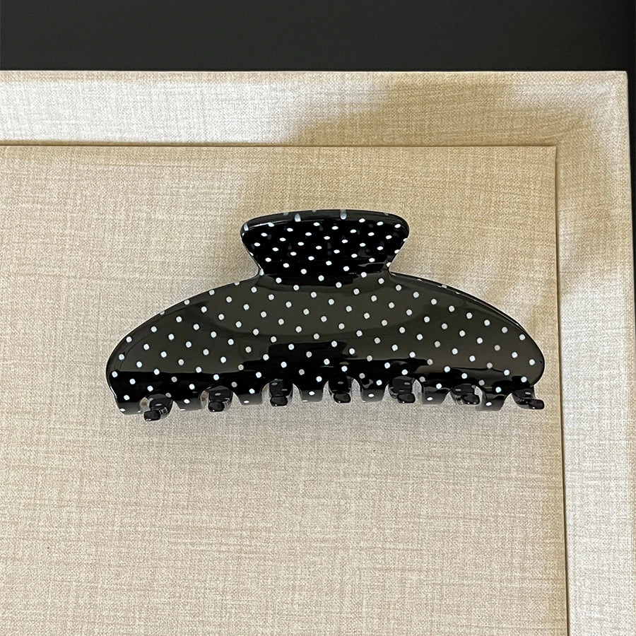 Fashion Large Hair Claw Clips for Women Girls Retro Checkered Polka Dot Strong Hold Non-slip Hair Accessories for Everyday Wear