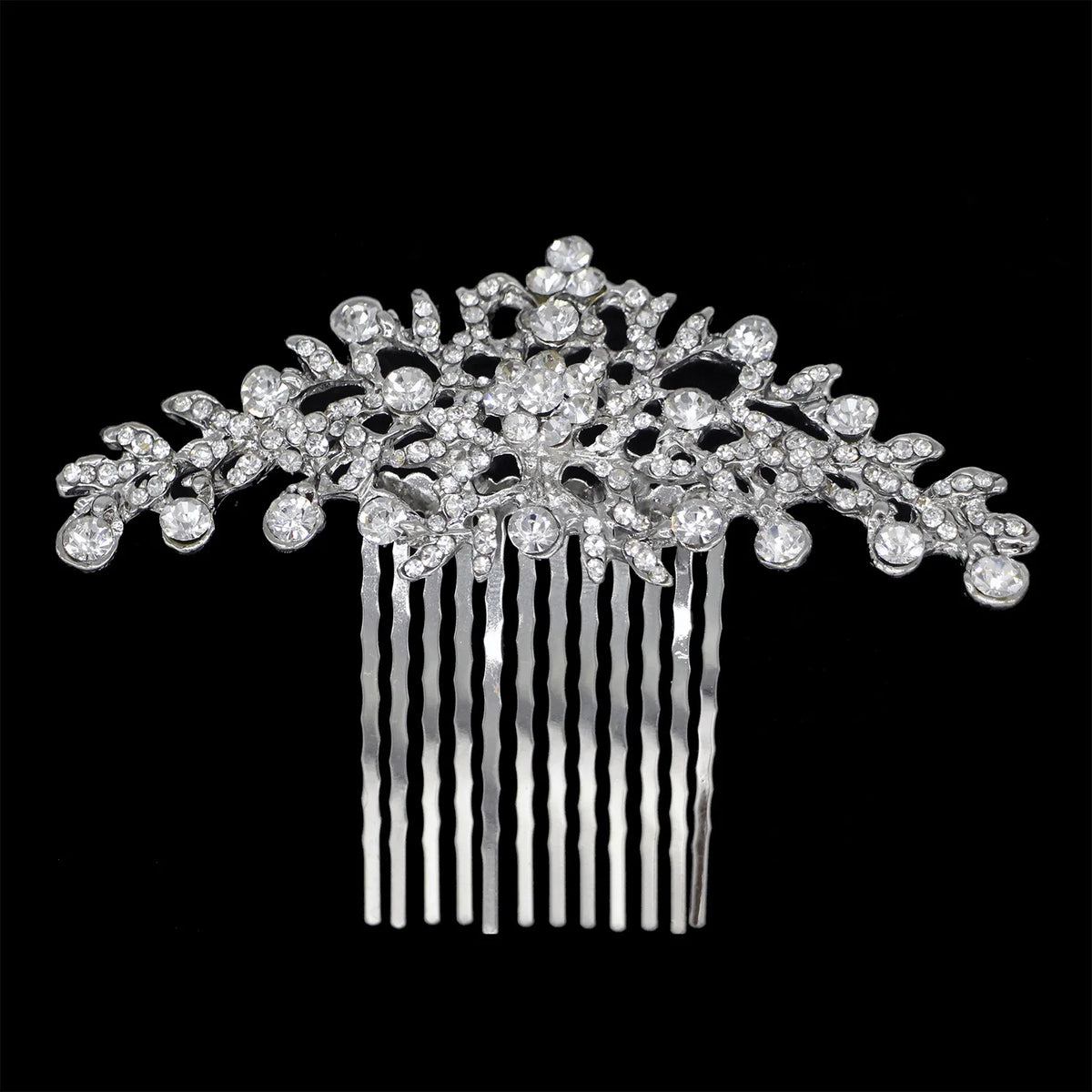 BLIJERY Trendy Bridal Hair Accessories Silver Color Rhinestone Crystal Brides Tiara Floral Wedding Hair Combs Women Hair Jewelry