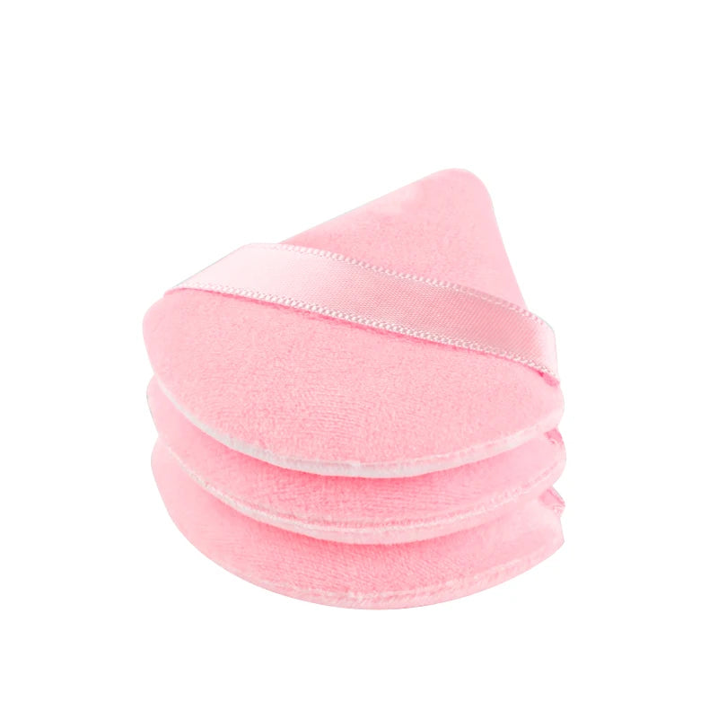 1/2/3/6Pcs Triangle Velvet Powder Puff Face Cosmetic Eye Beauty Makeup Tool Reusable Sponge Washable Mini Powder Puff Accessorie - Curl and Collar