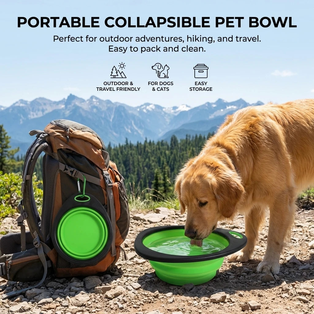 Pet Folding Bowl Portable Dog Cat Feeding Water Drinking Bowl With Anti-slip Base Foldable Silicone Collapsible For Dogs Cats