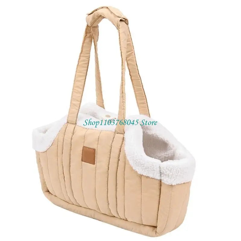 Pet Handbag Cats Carriers Bag Soft Big Capacity with Safety Strap Breathable Pet Carriers Sightseeing Bag - Curl and Collar