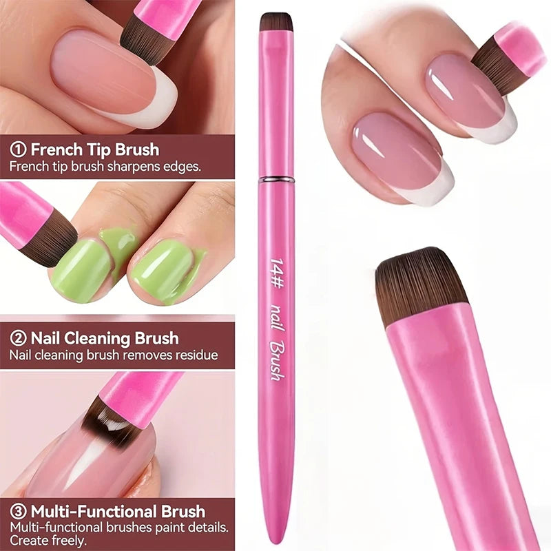 3 in 1 New French Nail Brush,with Multi-function Brush Head-Fine Nail Brush,Suitable for Gel and Acrylic Nails,Precise Cleaning - Curl and Collar
