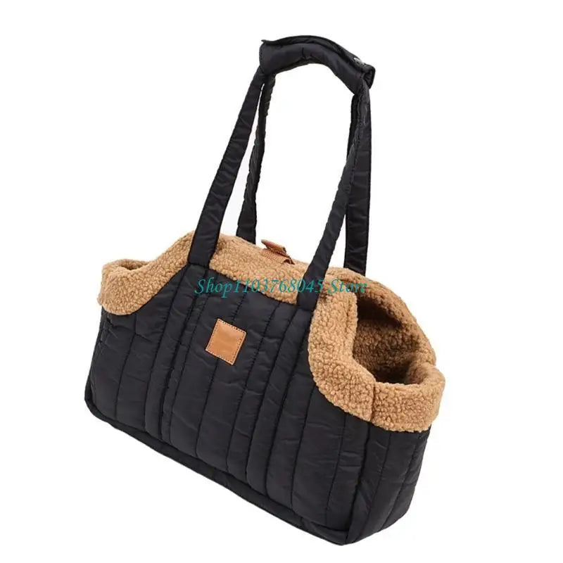 Pet Handbag Cats Carriers Bag Soft Big Capacity with Safety Strap Breathable Pet Carriers Sightseeing Bag - Curl and Collar