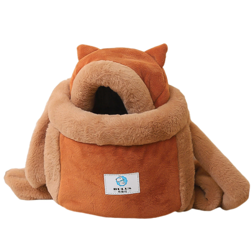 Winter Warm Cat Backpack Soft Cozy Cute Plush Pets Cage All In 1 Style Cat Bag Carrier Bag For Outdoor Travel Pet Accessories - Curl and Collar