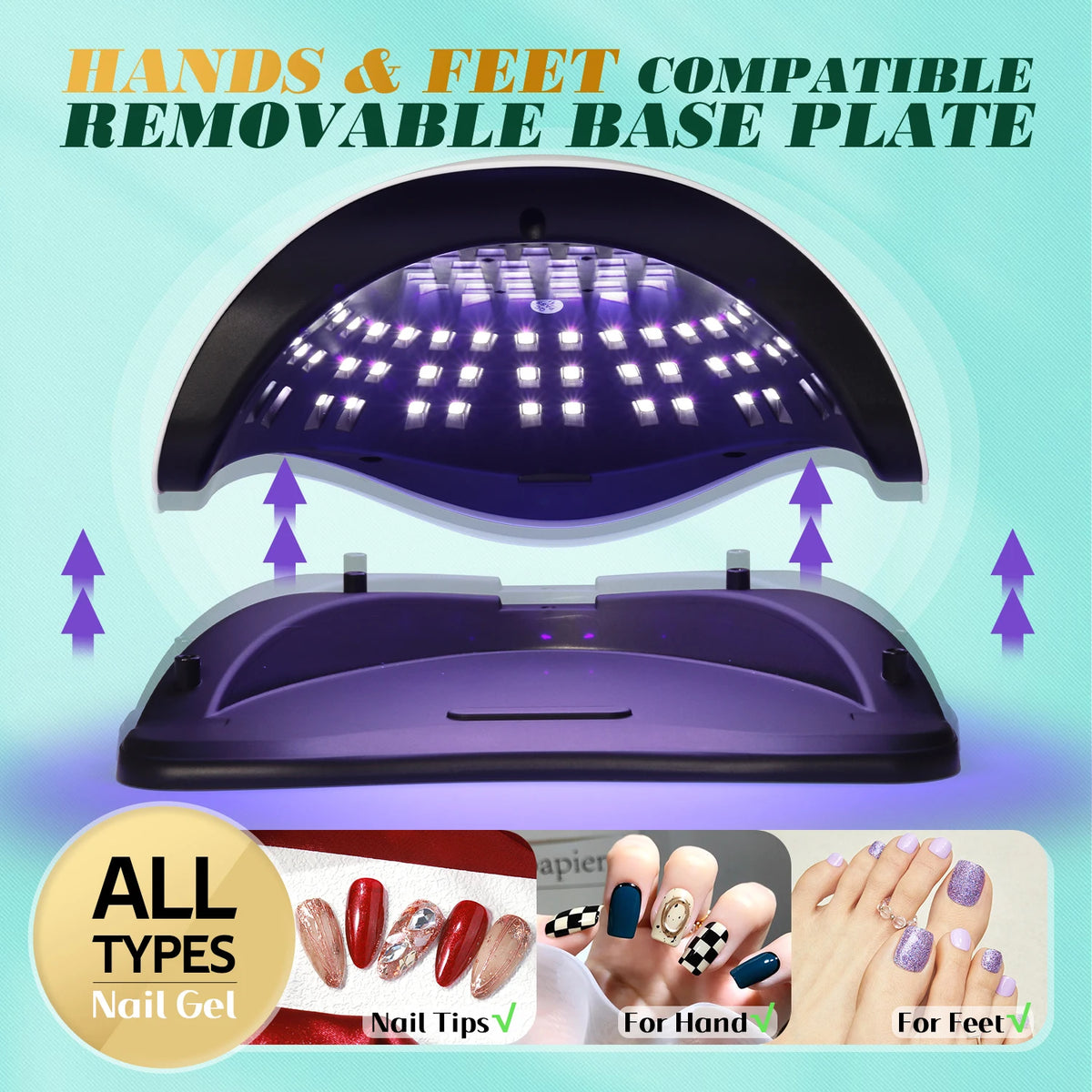 UV LED Nail Lamp 380W Nail Curing Lamps For Home Salon Powerful LED Drying Lamps For All Gel Polish Professional Nail Equipment - Curl and Collar