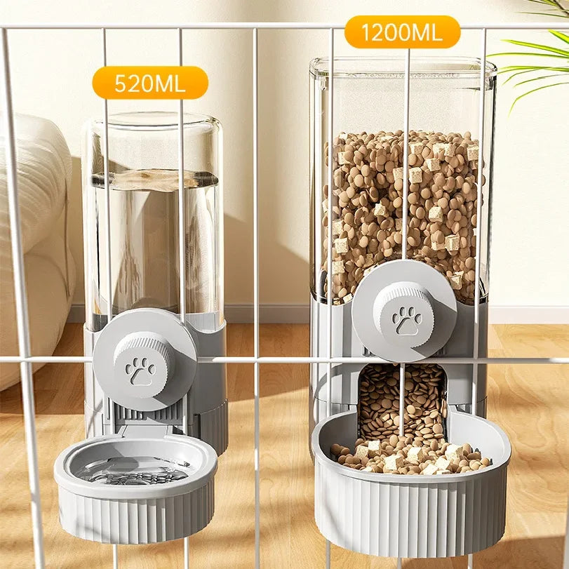 Suit Pet Hanging Water Dispenser Cat Automatic Feeder Dog Hanging Cage Drinking Water and Eating Supplies Cat Bowl Dog Food Bowl - Curl and Collar