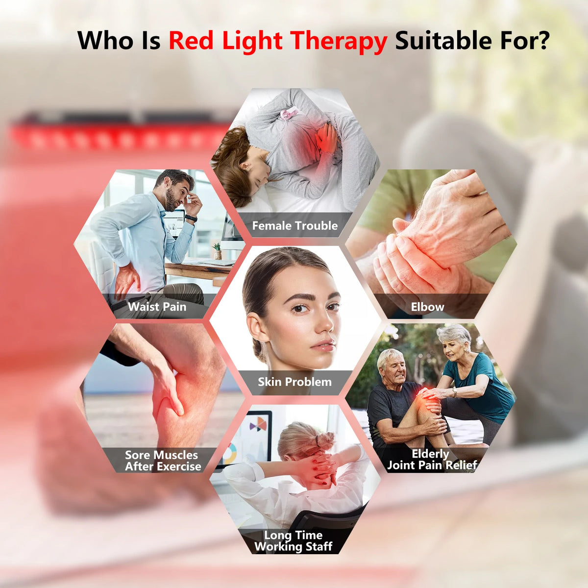 Astarexin Red Light Therapy Panel, 660nm & 850nm Dual-head Infrared LED Light Lamps for Full Body Use, Home Light Device for Face, Body & Daily Wellness - Curl and Collar
