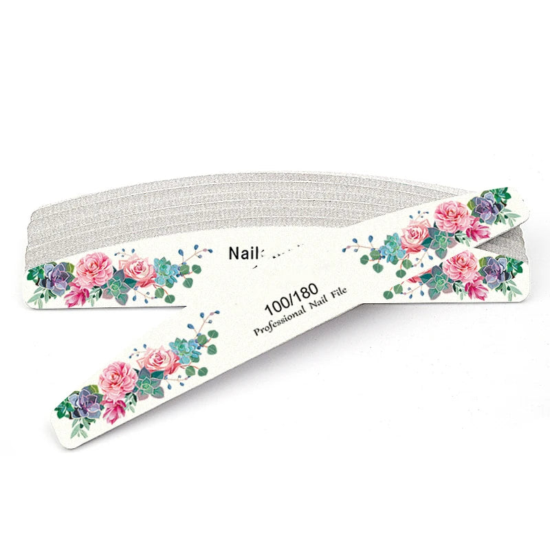 10pcs/Lot Wooden Nail Files Professional 100 180 240 Emery Board Manicure Buffer Grey Boat Double-sided Wooden Pedicure Buffers - Curl and Collar