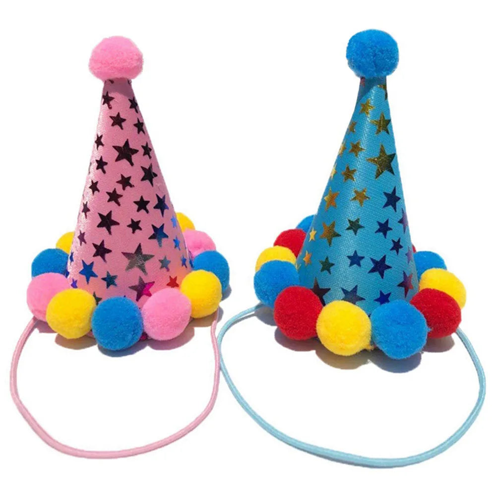 Cute Pet Birthday Caps/Bibs Design Headwear Triangle Scarf Hat Tie Collar Cat Dog Costume Pets Accessories Decoration Supplies - Curl and Collar
