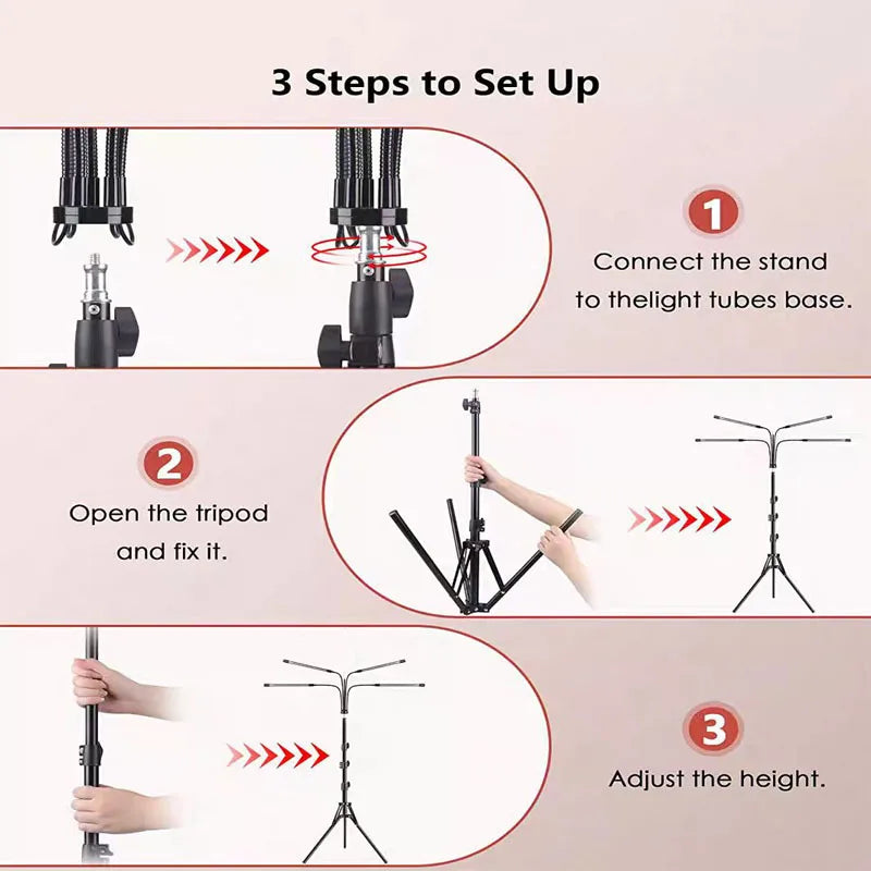 Led Red Light Lamp, Floor-Standing Tripod 660Nm/850Nm, USB with Timer and Dimming Function, Home Exercise Yoga Lamp, Pet Care. - Curl and Collar