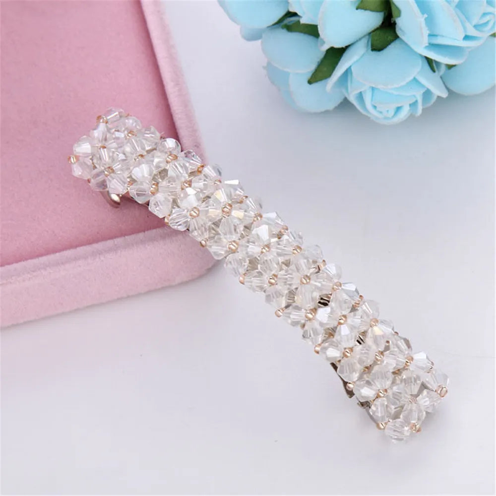 Sweet Color Crystal Hair Clips Spring Hair Grip Beads Hair Barrettes For Women Girl Fashion Simple Hair Accessories Headwear