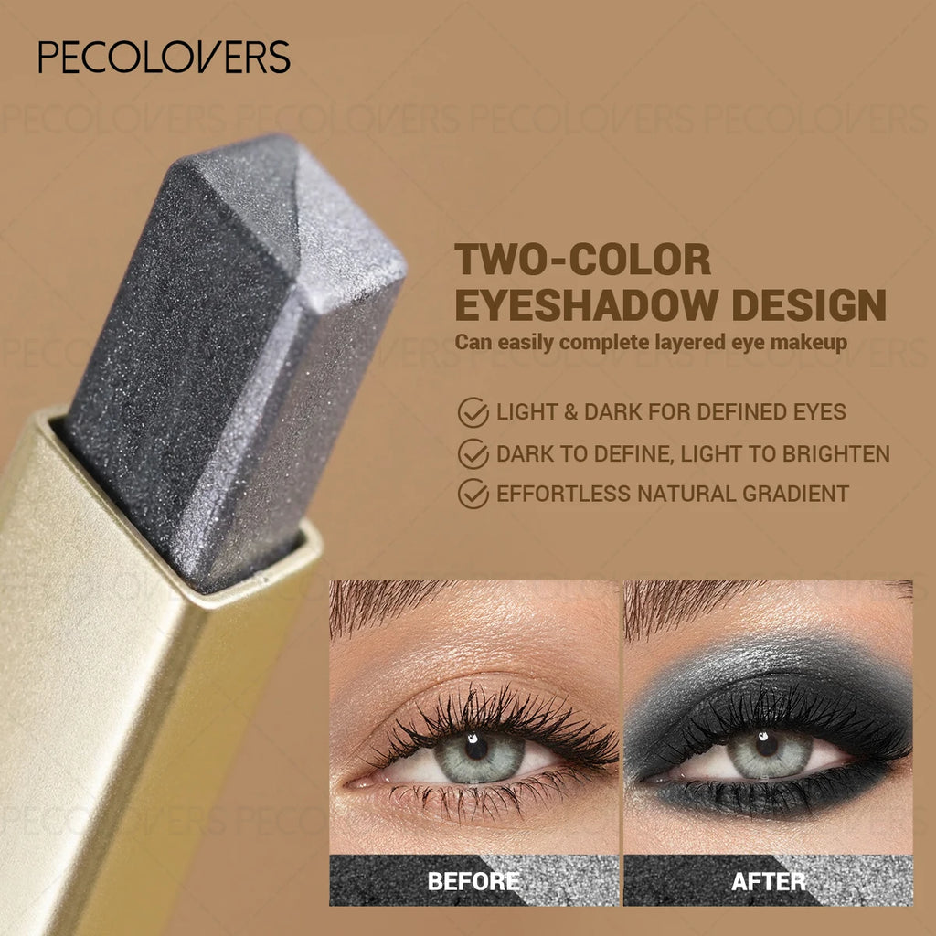 6PCS/Set Two-color Push-pull Eye Shadow Stick, Eye Highlight, Lazy Eye Shadow, Two-color Stacking, Waterproof and Sweat-proof, Eye Cosmetics - Curl and Collar