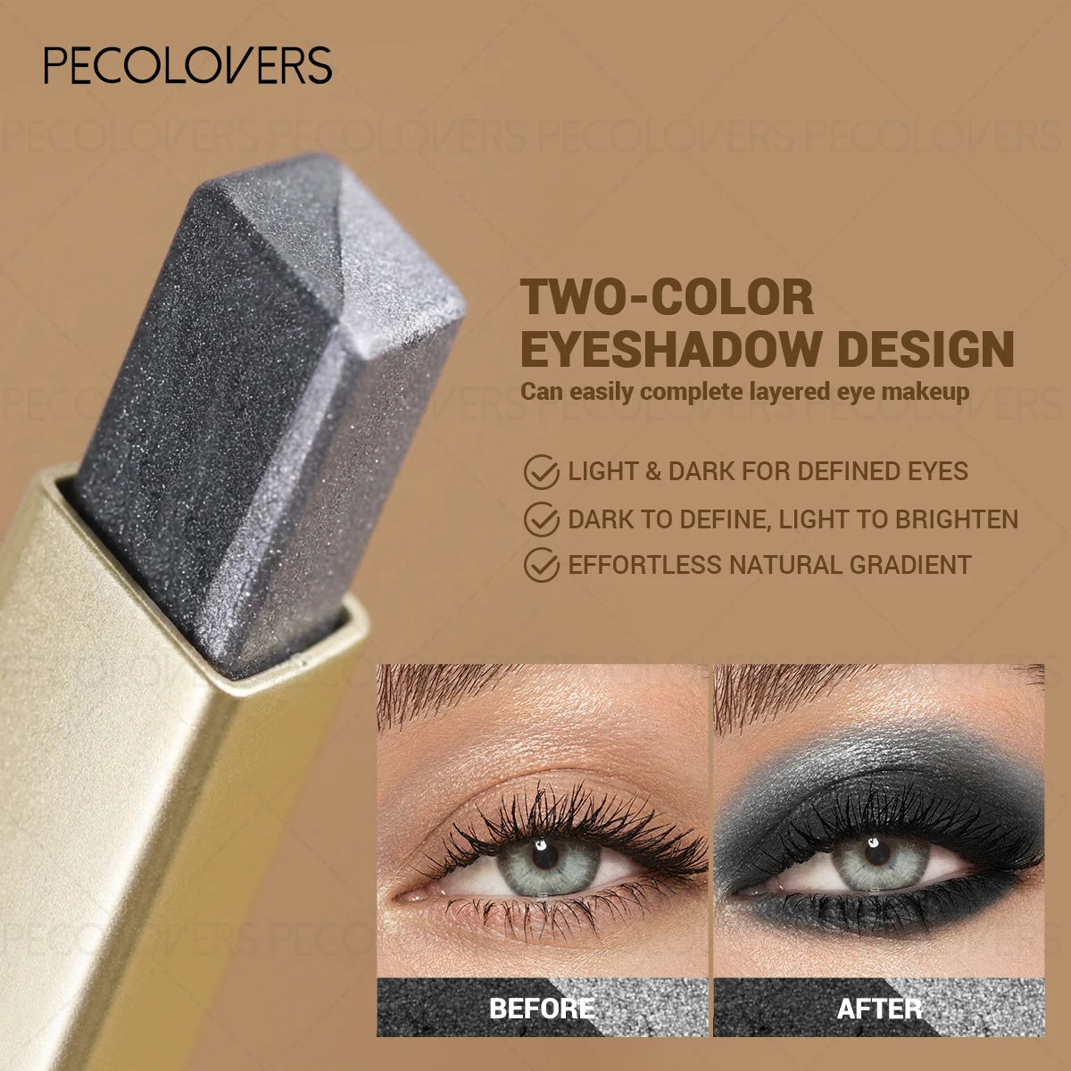 6PCS/Set Two-color Push-pull Eye Shadow Stick, Eye Highlight, Lazy Eye Shadow, Two-color Stacking, Waterproof and Sweat-proof, Eye Cosmetics - Curl and Collar