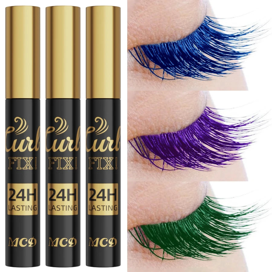 3pcs Colorful 3D Eye Blue Green Purple Mascara Waterproof Lengthens Eyelashes Extension Silk Fiber Mascare Eye Makeup for Women Cosmetic Korean Makeup Gifts Eye Beauty - Curl and Collar