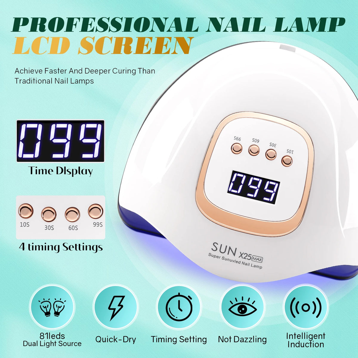 UV LED Nail Lamp 380W Nail Curing Lamps For Home Salon Powerful LED Drying Lamps For All Gel Polish Professional Nail Equipment - Curl and Collar