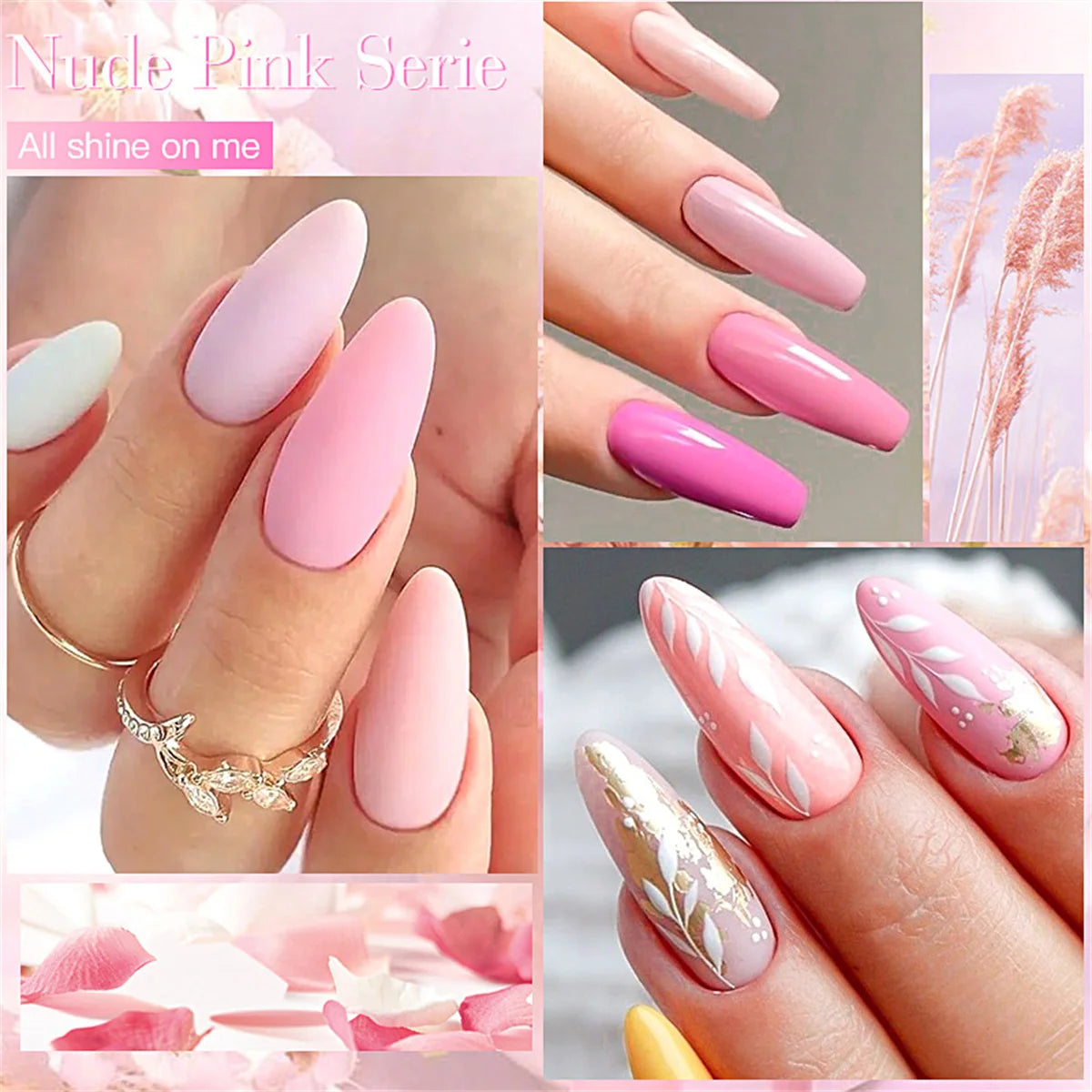 MTSSII 12pcs Gel Nail Polish Set Nude Pink Red Glitter Semi Permanent Soak Off UV Gel Varnish Manicure Kit Nail Supplies DIY - Curl and Collar