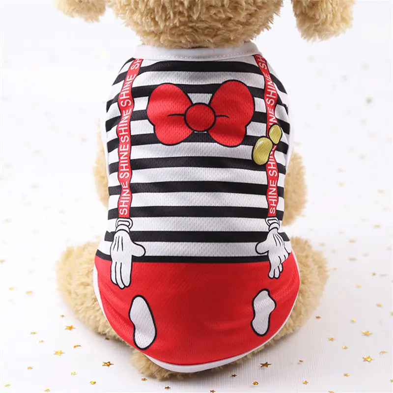 Pet Dog Clothes Cartoon Clothing Puppy Dogs Soft Vests Summer Shirt Casual T-Shirt for Small Pet Supplies - Curl and Collar