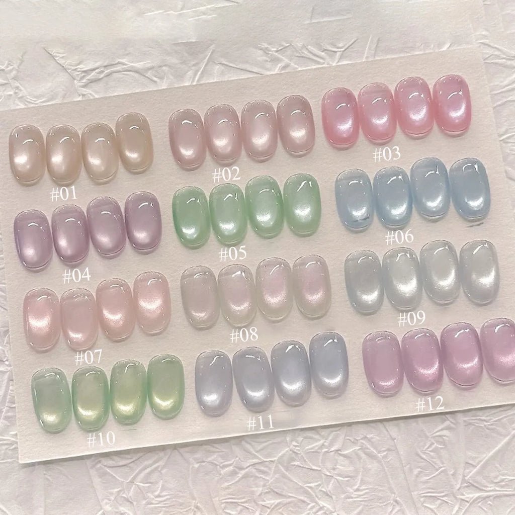 1-12pcs SHAKA Autumn Tanhua Cat Eye Pink Transparent Color Gel Nail Polish 2026 New Simple And Generous Halloween Nail Gel - Curl and Collar