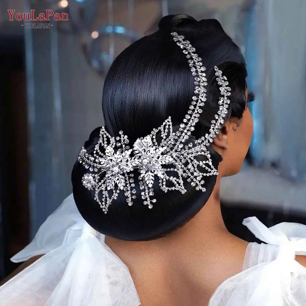 YouLaPan Rhinestone Tiara Bridal Headdress Wedding Hair Accessories Pageant Crown Woman Hair Clip Bridal Hairpin for Party HP254