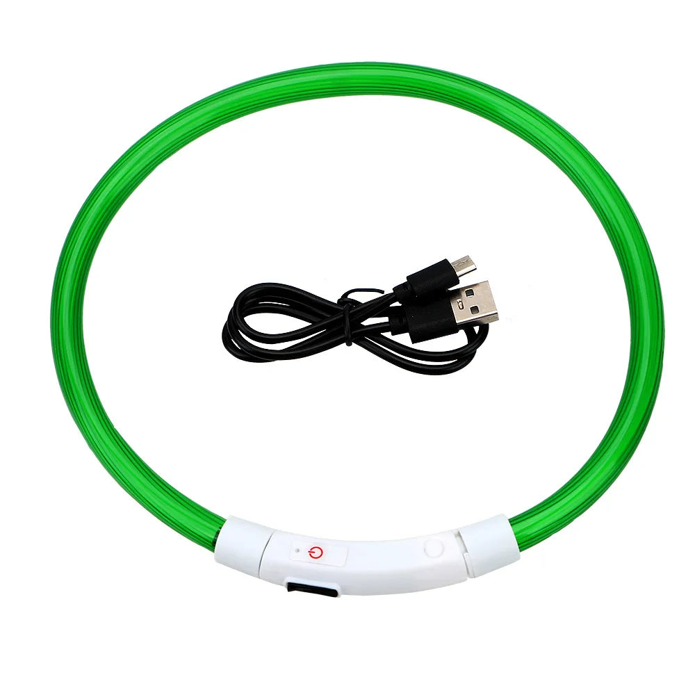 USB Rechargeable Fiber Optic Collar Pet Dog LED Light Collar Luminous Anti-Lost Dog Collar USB Rechargeable Dog Necklace Collar