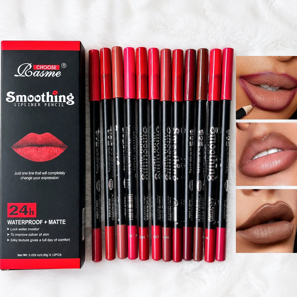 36Color Matte Lip Liner Pencil Set, Long Lasting Waterproof Smooth Lip Liners, Velvet Lip Pencils for Lips Makeup, Nude Red Brown Lip Liner Kit for Women Daily Party Cosmetics - Curl and Collar