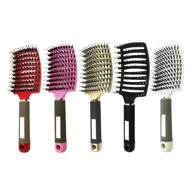 Hair Brush Exfoliating Hair Brush Bristle Women's Wet Curly Hair Comb Salon Hair Styling Tool，Special for Real Hair Wigs - Curl and Collar