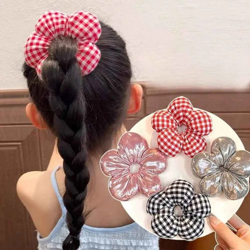2025 Super Cute Flower Scrunchies Children Girl Kid Elastic Hair Band Accessories Tie Hair Ring Rope Headdress Headwear Ornament