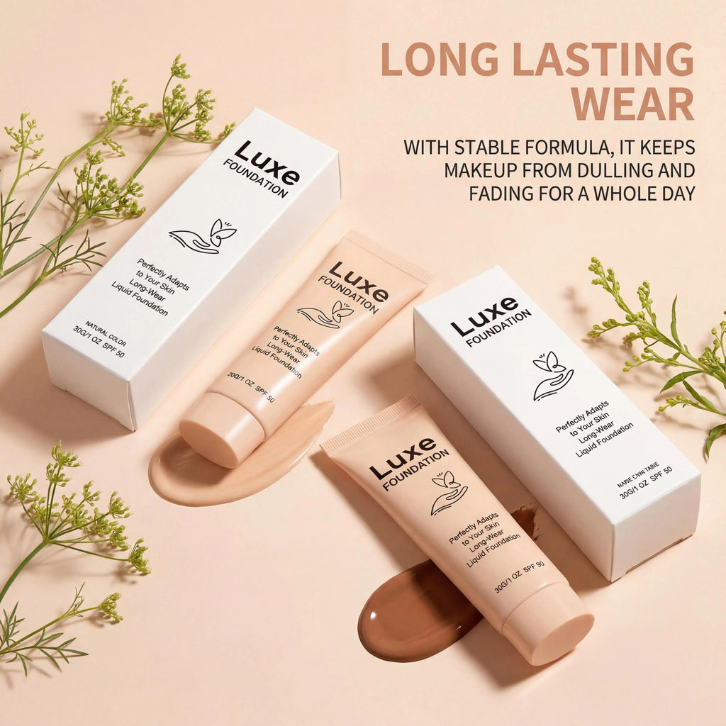 SPF 50 Color Changing Foundation Self Adjusting Adapt Skin Tone Conceal Face Fine Flaws Natural Invisible Skin Pores Makeup Base - Curl and Collar
