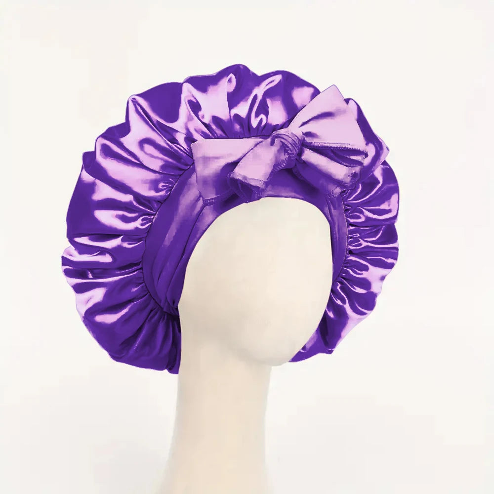 Satin Bonnet Silk Bonnet Adjustable Bonne For Sleeping Hair Bonnet With Tie Band Bonnets For Women Men - Curl and Collar