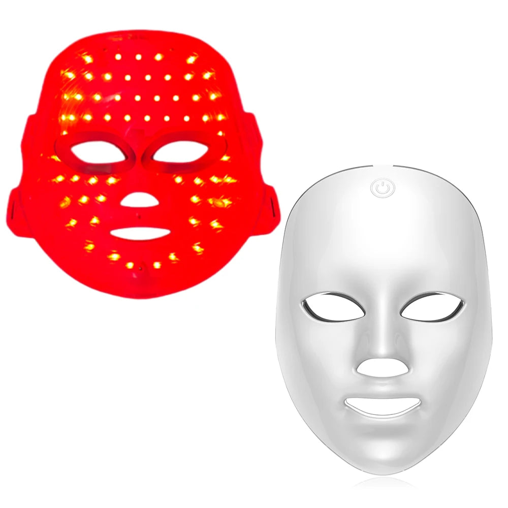 Wireless LED Face Mask 7 Colors Rechargeable Portable Facial Mask Skin Rejuvenation Skin Care Beauty Device - Curl and Collar