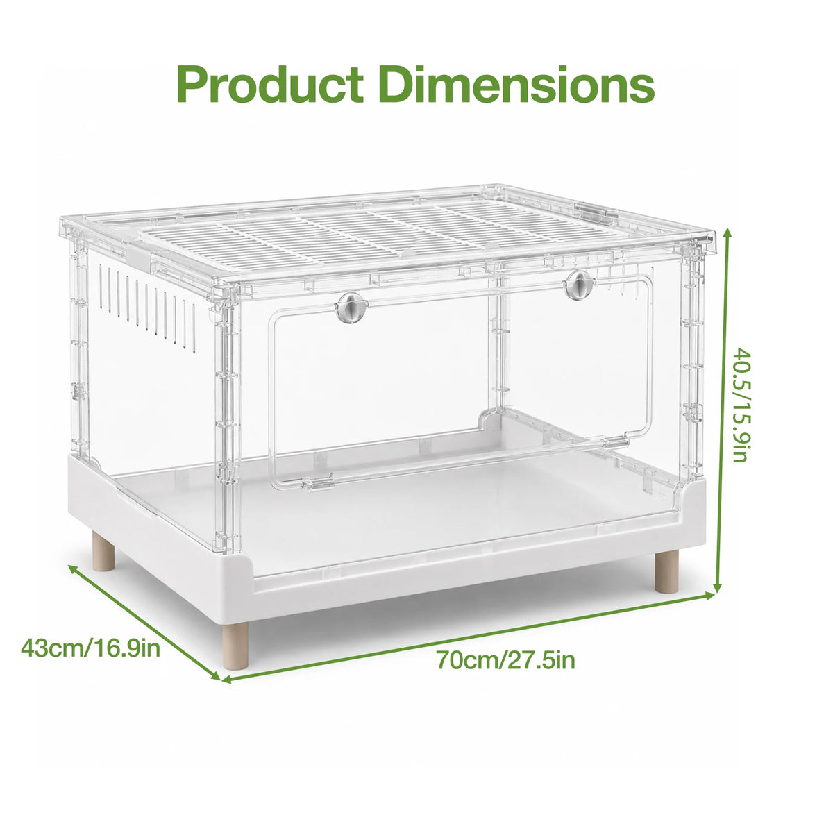 Foldable Acrylic Reptile Terrarium, Clear Ventilation Habitat Cage with Front Opening Door, Portable Collapsible Terrarium Box for Pets, Suitable for Frogs, Amphibians, Reptilians, Arachnids, Tortoises, Hamsters and Small Ani - Curl and Collar