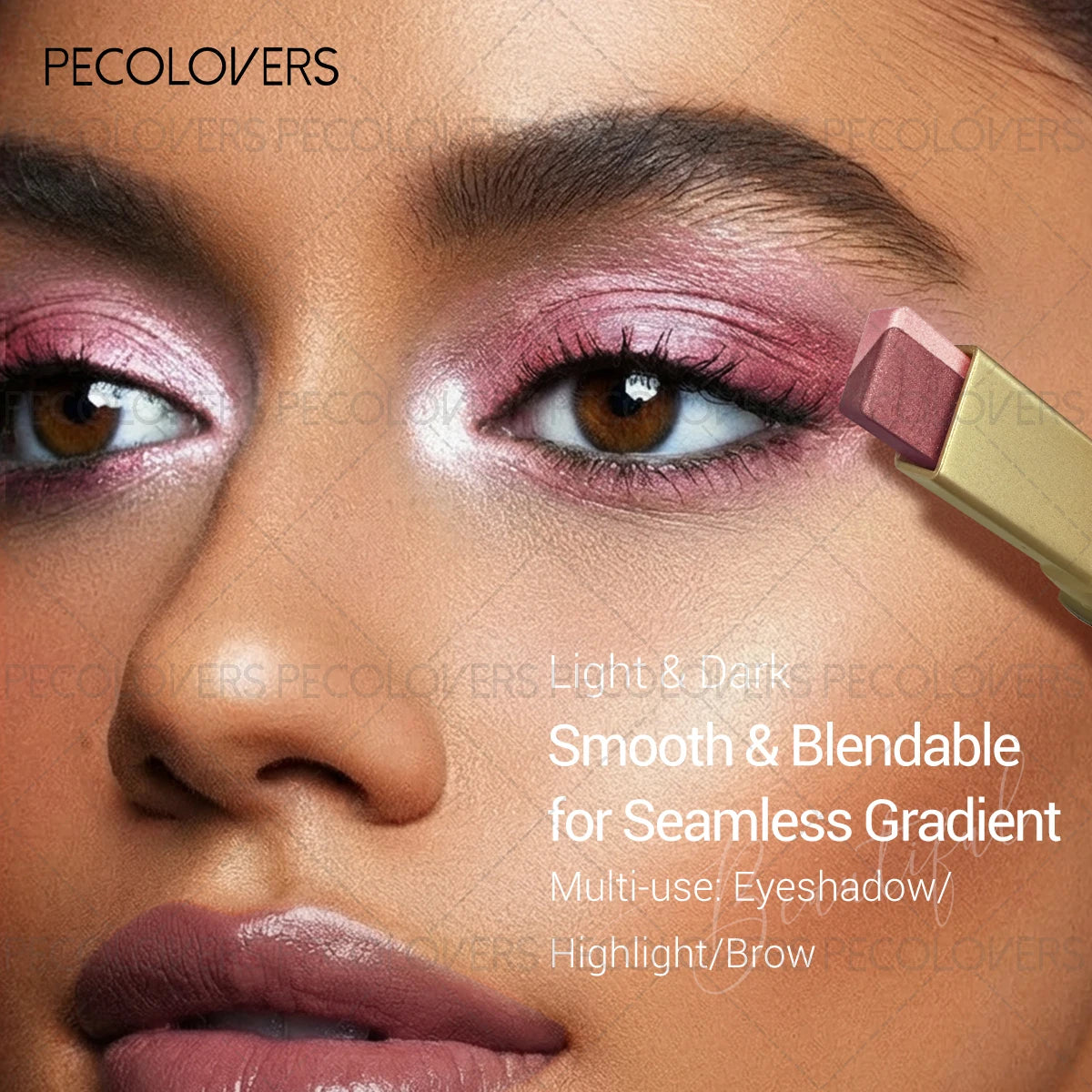 6PCS/Set Two-color Push-pull Eye Shadow Stick, Eye Highlight, Lazy Eye Shadow, Two-color Stacking, Waterproof and Sweat-proof, Eye Cosmetics - Curl and Collar