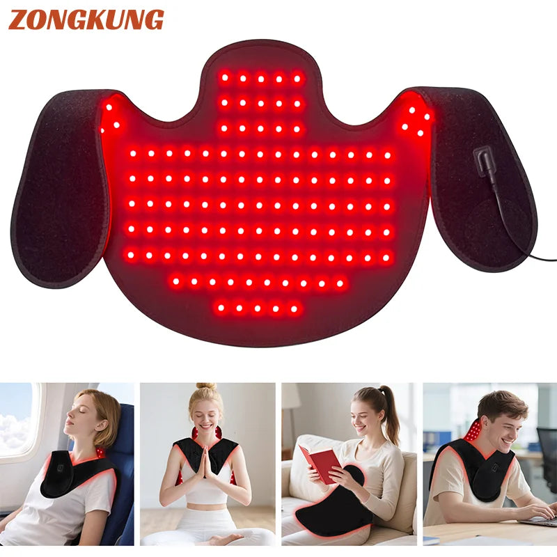 NEW 145LEDs Red Light Therapy Shawl 660nm&850nm for Neck and Shoulder Infrared Light Therapy for Body at Indoor Pain Relief - Curl and Collar