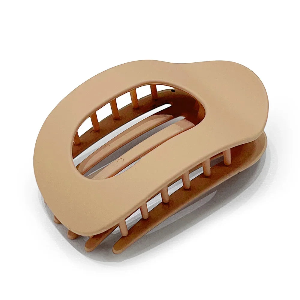 Fashion Oval Hair Claw Clip for Women New Design Leopard Matte Curved Flat Styling Barrettes Acrylic Lying Down Hair Accessories - Curl and Collar