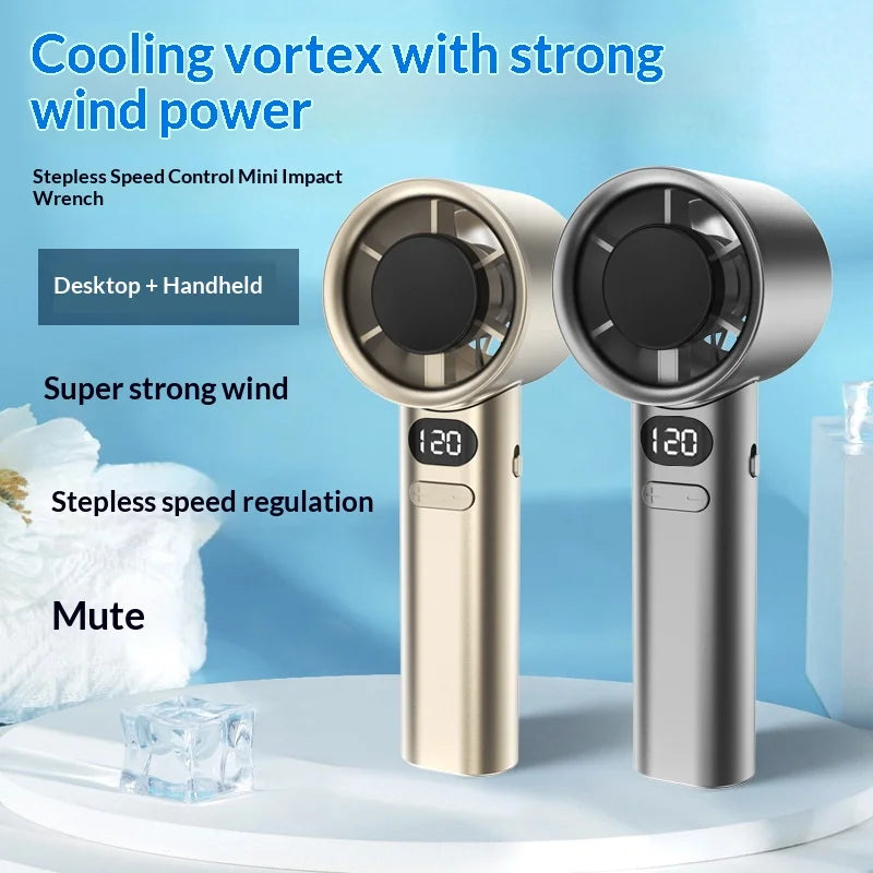 HOMEFISH Portable Handheld Fan USB Rechargeable High-Speed Electric Cooling Fan for Personal Use - Curl and Collar