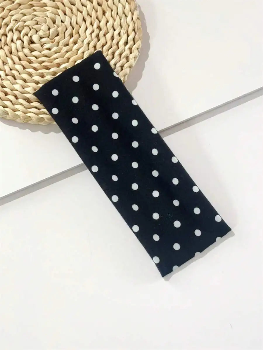 3pcs Unisex Elegant Polka Dot, Black & White Striped, Black Elastic Sports Headbands, Classic Simple Hair Accessories, Suitable - Curl and Collar