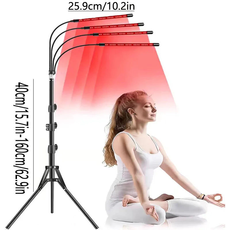 Led Red Light Lamp, Floor-Standing Tripod 660Nm/850Nm, USB with Timer and Dimming Function, Home Exercise Yoga Lamp, Pet Care. - Curl and Collar