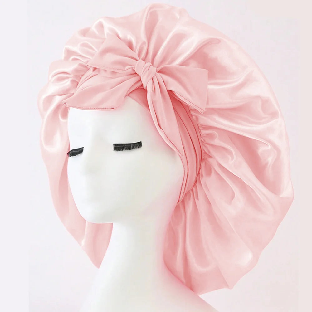 Satin Bonnet Silk Bonnet Adjustable Bonne For Sleeping Hair Bonnet With Tie Band Bonnets For Women Men - Curl and Collar